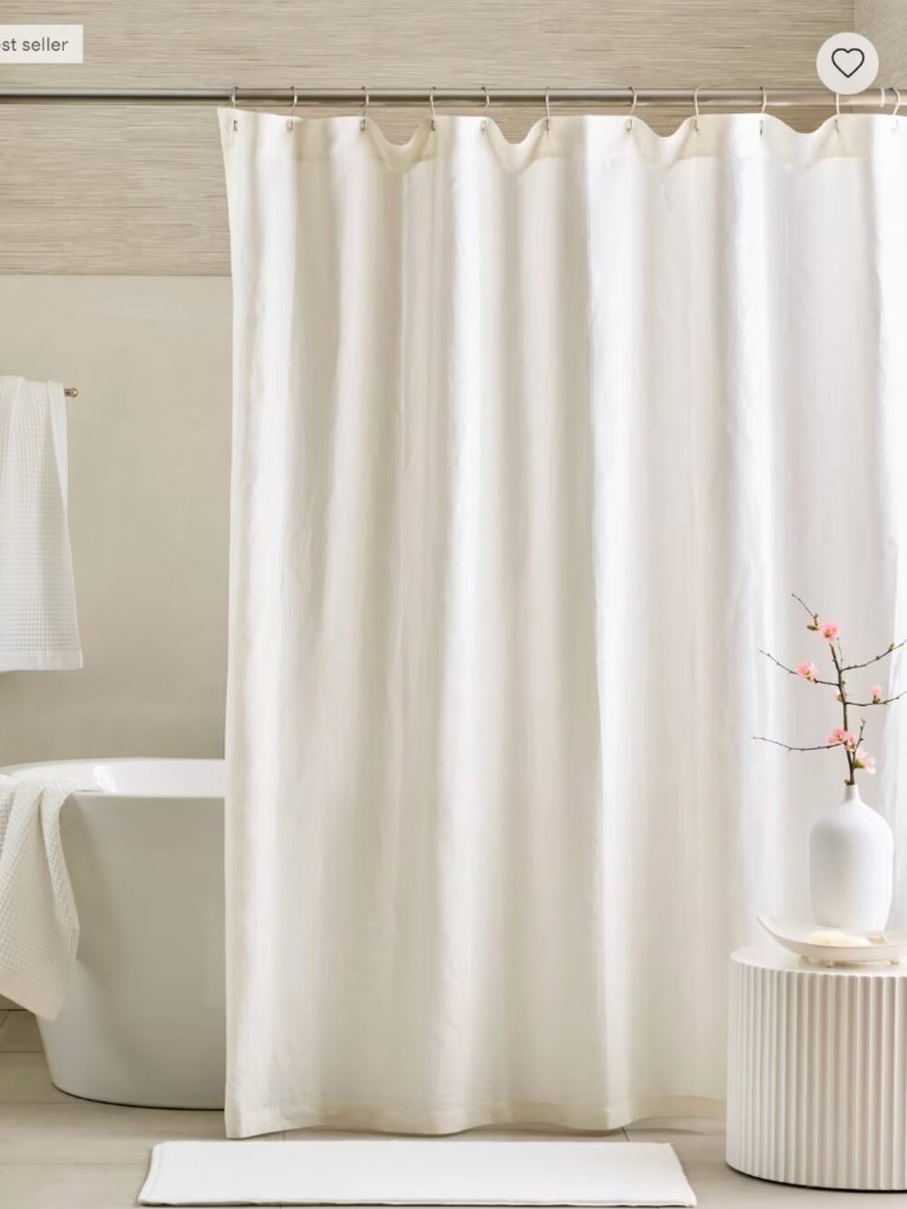 NWT Quince European Linen Shower Curtain, 100% Linen, Ivory